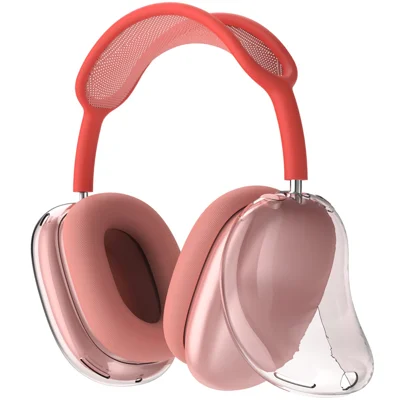 AHASTYLE PT-LC07 1 Pair For AirPods Max TPU Case Full Coverage Transparent Headphone Cover - Transparent Red