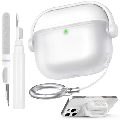 AHASTYLE WG174 For AirPods 5 / 4 Silicone Earphone Case Transparent Separable Protective Cover - White