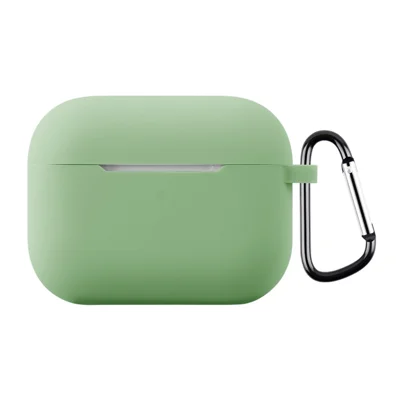 For AirPods Pro 3 Silicone Case Soft Wireless Earbud Organizer Cover Thickness 2.0mm with Carabiner - Matcha Green