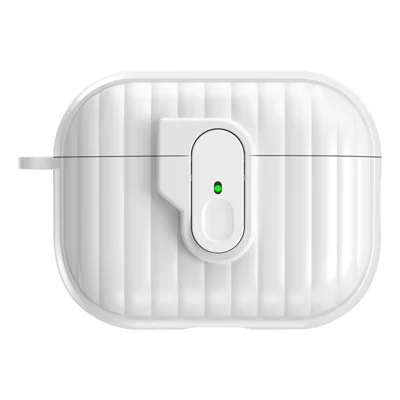 For AirPods Pro 3 Shell Texture Lock Buckle Protective Case PC + TPU Earphone Cover - White