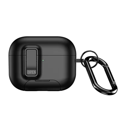 DUX DUCIS For AirPods Pro 3 Earphone Case  PECQ Series Multi-Angle Stand PC+TPU Cover with Hook - Black