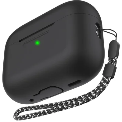 AHASTYLE PT197 For AirPods Pro 3 Case Silicone Earphone Protective Cover with Lanyard - Black