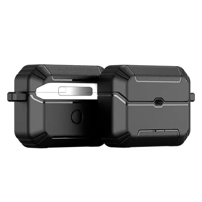 Hülle für AirPods Pro 2, DUX DUCIS PECS-Serie, PC+TPU-Schutzhülle mit Handyhalter und Haken – Schwarz