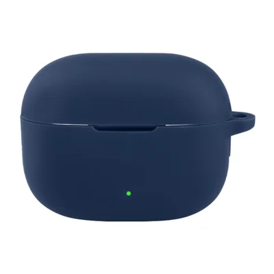 For vivo iQOO TWS 5 Silicone Case Wireless Earbuds Protective Cover with Anti-Lost Buckle - Dark Blue