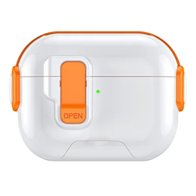 Hülle für AirPods Pro 3 mit Funktion als Handy-Ständer, Schutzhülle aus TPU und PC für TWS-Kopfhörer - Orange