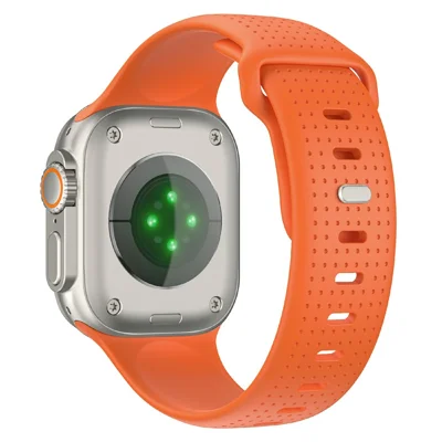Fluorubber Strap for Apple Watch Ultra 4 3 2 1 49mm / Series 12 11 10 46mm / 9 8 7 45mm / SE3 SE2 SE 6 5 4 44mm / 3 2 1 42mm Dotted Watch Band - Orange
