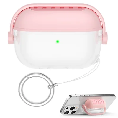 AHASTYLE WG174 For AirPods Pro 3 Silicone Earphone Case Transparent Separable Protective Cover - Pink
