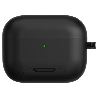 Für AirPods Pro 2 Hülle klappbarer Ständer TPU PC magnetische Ohrhörerabdeckung mit Karabiner - Schwarz
