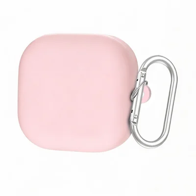 Étui en silicone liquide pour Samsung Galaxy Buds4 / Buds4 Pro, housse de protection avec mousqueton - Rose