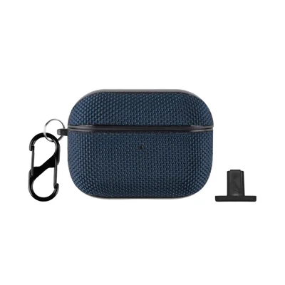 For Apple AirPods Pro 2 Case Waterproof Nylon Earphone Cover with Hanging Buckle - Dark Blue