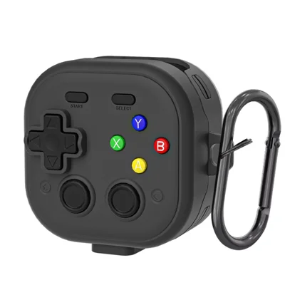 For Samsung Galaxy Buds4  /  Buds4 Pro Case with Hanging Buckle, Gaming Controller Style TPU + PC Earphone Cover - Black