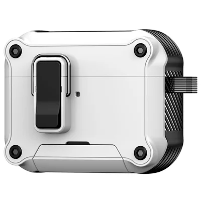 For AirPods Pro 3 Earphone Case with Lock Phone Stand Magnetic Automatic Lock Cover - White