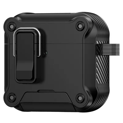 For AirPods 5 / 4 Earphone Case with Lock Phone Stand Magnetic Automatic Lock Cover - Black