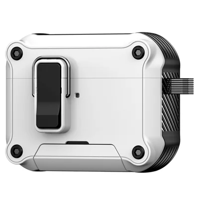 For AirPods Pro 2 Earphone Case with Lock Phone Stand Magnetic Automatic Lock Cover - White