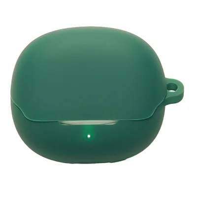 For QCY MeloBuds N60 Silicone Case Wireless Earbuds Protective Cover with Anti-Lost Buckle - Blackish Green