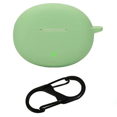 For Oppo Enco Air4 Silicone Case Wireless Earbuds Protective Cover with Anti-Lost Buckle - Matcha Green