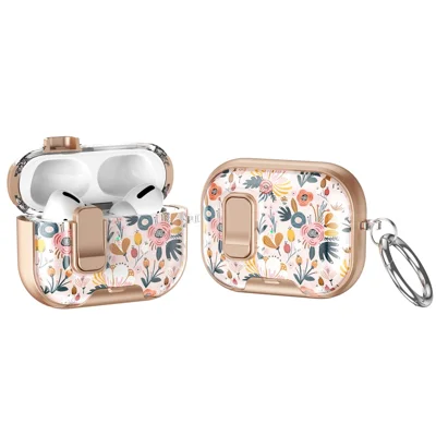 For AirPods Pro 3 Case Phone Stand Lock Design Patttern Print TPU PC Earphone Cover with Metal Carabiner - Colorful Flowers