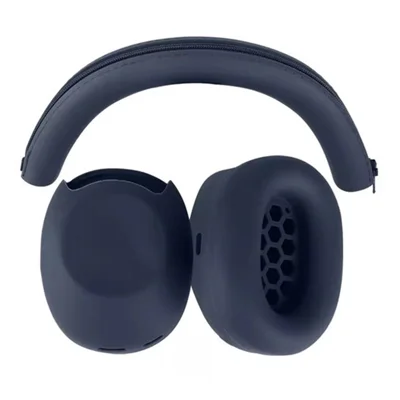 3-teiliges Silikon-Headset-Etui-Set für Sony WH-1000XM6, Kopfhörer-Schutzhülle, einteiliger Ohrmuschel-Überzug, Stirnband-Abdeckung, Ohrpolster-Abdeckung, Set – Dunkelblau