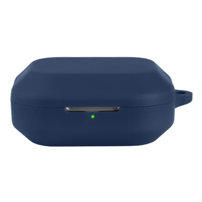 For Realme Buds Air 8 Silicone Case Wireless Earbuds Protective Cover with Anti-Lost Buckle - Dark Blue