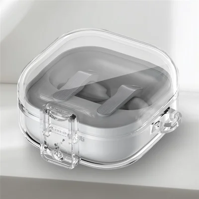 For Samsung Galaxy Buds4 / Buds4 Pro Earphone Case PC + TPU Clear Earbud Cover with Hanging Buckle - Transparent