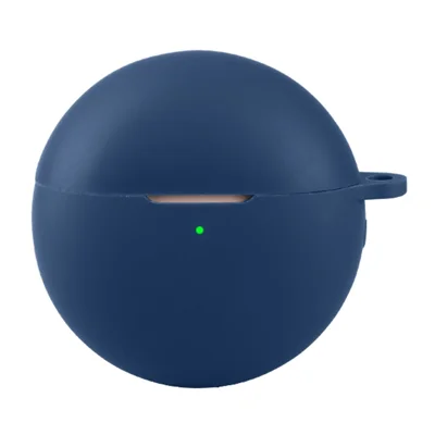 For Huawei FreeBuds 7i Silicone Case Wireless Earbuds Protective Cover with Anti-Lost Buckle - Dark Blue