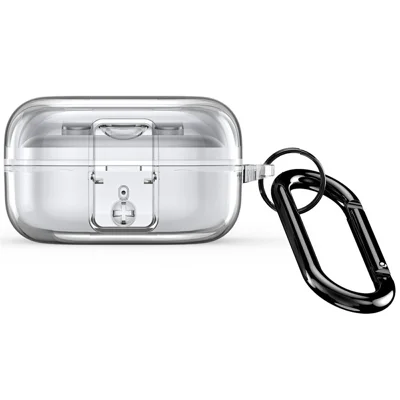 DUX DUCIS SECI Series для чехла Samsung Galaxy Buds4 / Buds4 Pro, защитная крышка для наушников из ТПУ и поликарбоната с металлическим карабином — прозрачная
