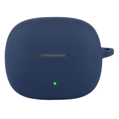 For OnePlus Nord Buds 4 Pro Silicone Case Wireless Earbuds Protective Cover with Anti-Lost Buckle - Dark Blue