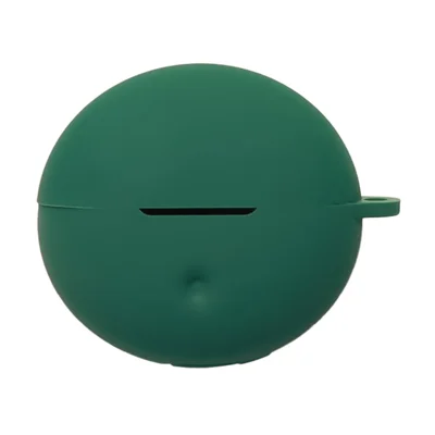 For Oppo Enco Clip2 Silicone Case Wireless Earbuds Protective Cover with Anti-Lost Buckle - Blackish Green