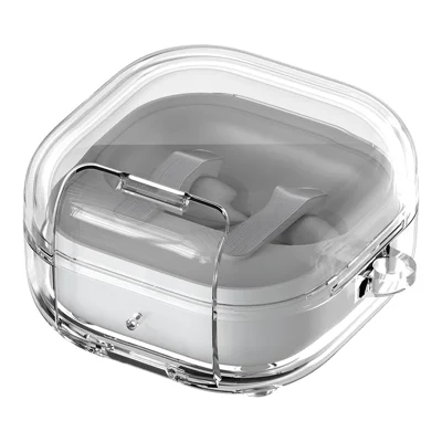 For Samsung Galaxy Buds4 Pro  /  Buds4 Protective Cover Transparent PC+TPU Case with Lock Buckle - Transparent