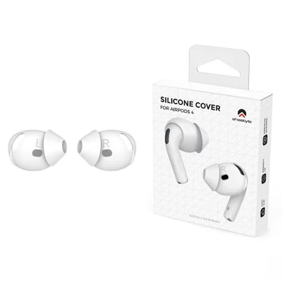 AHASTYLE PT66-4 1 пара для AirPods 4 силиконовые амбушюры, противоскользящие, с шумоизоляцией — белые