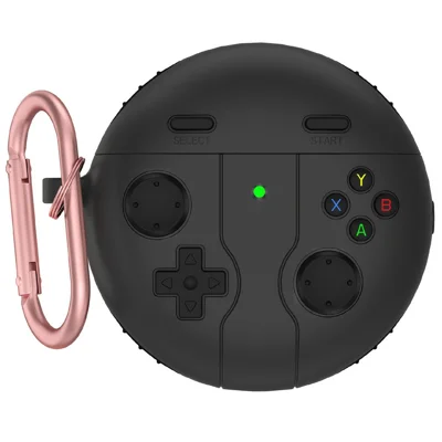 For Huawei FreeBuds 7i Protective Case Gaming Controller Design Liquid Silicone Cover with Carabiner - Dark Grey