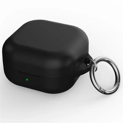 For Samsung Galaxy Buds4 / Buds4 Pro Silicone Case Earphone Protective Cover with Carabiner - Black
