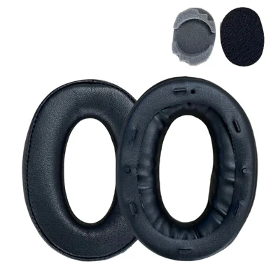 2Pcs For Sony MDR-1000X/WH-1000XM2 Ear Pads Sheepskin Leather Replacement Ear Cushions - Black