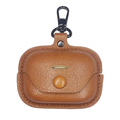 PU Leather Case for Sony LinkBuds S Bluetooth-compatible Earbuds Button Fastener Protective Cover with Hook - Coffee