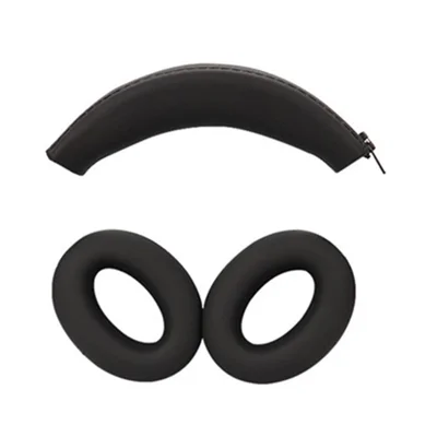 Für Sony WH-1000XM3 / WH-1000XM4 Kopfhörer, weiche Silikon-Ohrpolsterabdeckung mit Reißverschluss-Design für Kopfbügelabdeckung – Schwarz