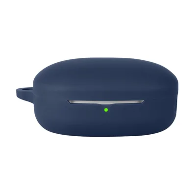 For QCY T13 Pro Silicone Case Wireless Earbuds Protective Cover with Anti-Lost Buckle - Dark Blue
