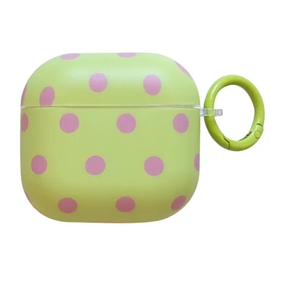 Coque à pois pour Apple AirPods 4, housse de protection souple en TPU avec clip mousqueton