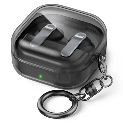 AHASTYLE WG196 لسماعات Samsung Galaxy Buds4 / Buds4 Pro غطاء من مادة TPU تصميم منقسم للسماعات - رمادي شفاف