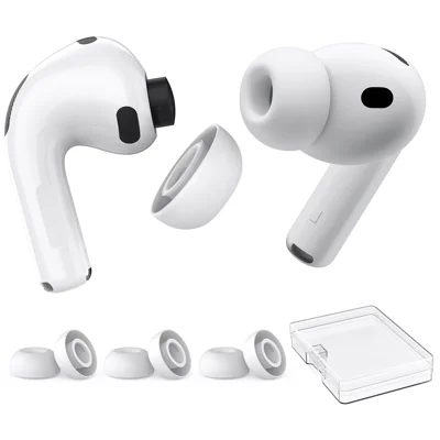 AHASTYLE WG187 3 أزواج مقاس S لأنظمة AirPods Pro 3 أغطية سيليكون للأذن مع علبة التخزين - أبيض