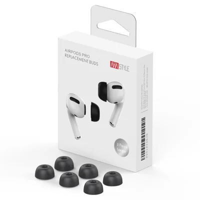 AHASTYLE WE38 3 أزواج لسماعات AirPods Pro 3 من رغوة الذاكرة، أطراف أذن، مقاس S + مقاس M + مقاس L - أسود