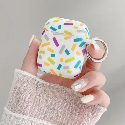 Силиконовый чехол для Apple AirPods с беспроводной зарядкой (2019) / AirPods с зарядным чехлом (2019) / (2016) с радужными полосками, мягкая защитная крышка с кольцевой застежкой