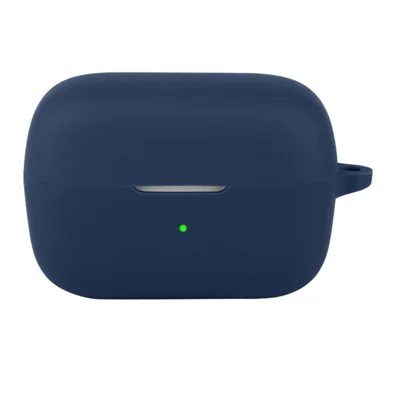 For Anker Soundcore C50i Silicone Case Wireless Earbuds Protective Cover with Anti-Lost Buckle - Dark Blue