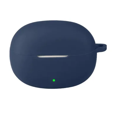 For vivo TWS 5e Silicone Case Wireless Earbuds Protective Cover with Anti-Lost Buckle - Dark Blue
