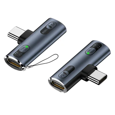 202C-100 Caricamento Rapido PD 100W da Type-C a Type-C, Adattatore per Auricolari con Trasferimento Dati 10Gbps OTG - Grigio