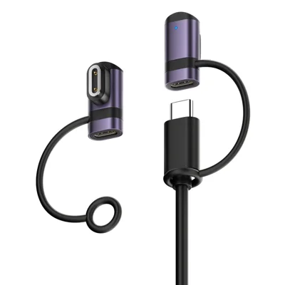 For Imoo Watch Phone Z10  /  Z9  /  Z8  /  Z7A  /  Z7 Type-C to Magnetic Smartwatch Charging Adapter with Lanyard - Grey Purple