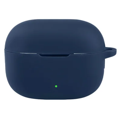 For vivo TWS 5 / 5 Pro Silicone Case Earbuds Shockproof Anti-Fall Protective Cover with Round Buckle - Dark Blue