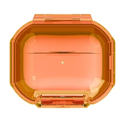 Custodia Protettiva per AirPods Pro 3 / Pro 2 / Pro / AirPods 4 / 3, Cover Magnetica Impermeabile Antiurto in Policarbonato - Trasparente Arancione