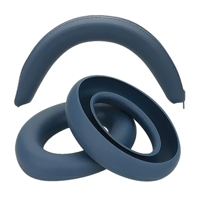 For Sennheiser ACCENTUM Plus / ACCENTUM Silicone Protective Case Set (2Pcs Earpad Cover + Headband Sleeve) - Dark Blue