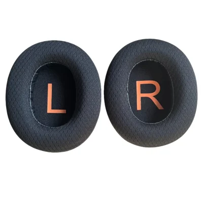 1 par til QCY H3 / H3 Lite åndbart mesh-stof ørepuder hukommelsesskum udskiftelige ørepuder - Sort+Orange