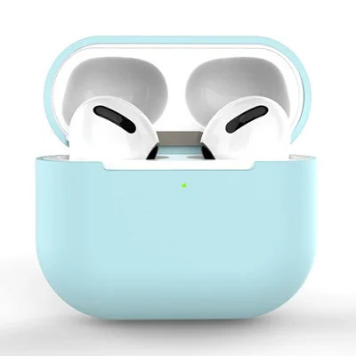 Skyddande silikonlåda till AirPods 3, stötsäker med exakta utskärningar – babyblå
